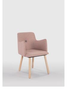 Ružová jedálenská stolička s nohami z dreva kaučukovníka Marckeric Aruba
