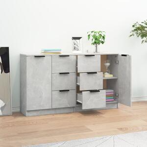 Komody 2 ks betónové sivé 60x30x70 cm spracované drevo
