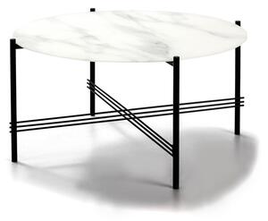 Bielo-čierny konferenčný stolík so sklenenou doskou v mramorovom dekore Marckeric, ø 84 cm