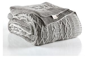 Sivá prikrývka cez posteľ Knit, 220 x 240 cm