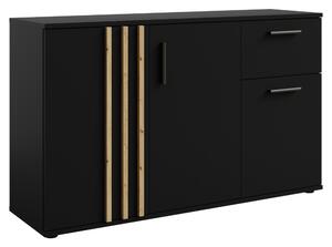 KONDELA Komoda, 3D1S, čierna/dub artisan, TOLIS TYP 2