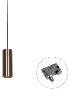 Dizajnové závesné svietidlo tmavý bronz vrátane adaptéru na lištu 3-fázové - 3-fázové Tubo