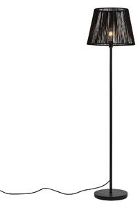 Vonkajšia stojaca lampa čierna s čiernym lanovým tienidlom IP44 - Virginia
