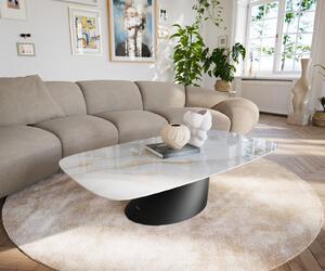 DELIFE Konferenčný stolík Edge zaoblený tvar 140×80 cm keramika onyx perla salto kov čierna