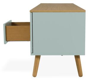 Zelený TV stolík s nohami v dekore dubového dreva Tenzo Dot, šírka 192 cm