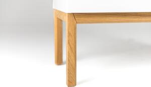 Biely TV stolík s detailmi v dekore dubového dreva Tenzo Patch, šírka 179 cm
