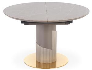 Okrúhly rozkladací jedálenský stôl Muscat - sivý mramor / svetlosivá / zlatá