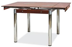 Jedálenský stôl GD-082 - chróm / tvrdené sklo / hnedá