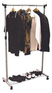 Pojazdný stojan na šaty Alexo - nerezový kov / čierna