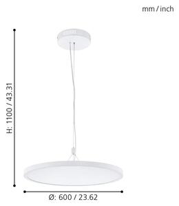 Eglo 33676 - LED RGBW stmievateľný závesný luster na lane CERIGNOLA-C LED/32W/230V biela + diaľkové ovládanie