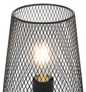 Dizajnová stolná lampa čierna s drevom - Bosk