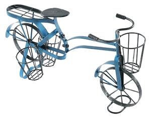 KONDELA Retro kvetináč v tvare bicykla, čierna/modrá, ALBO