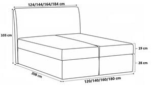 Boxspringová posteľ ASKOT - 160x200, béžová + topper ZDARMA