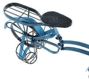 KONDELA Retro kvetináč v tvare bicykla, čierna/modrá, ALBO