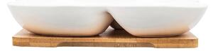 Altom Porcelánový set na pochutiny na bambusovom podnose Regular, 22 x 22 x 4,5 cm