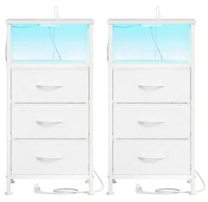 Sada 2 nočných stolíkov s LED osvetlením a nabíjacou stanicou LGSB35203W102