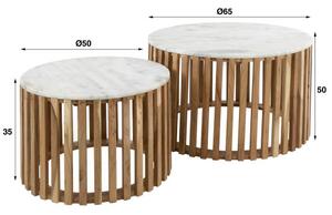 Konferenčný stôl 28-47 Sunset Ø65 a Ø50cm Mramor/Mango drevo-Komfort-nábytok