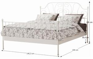 Kovová manželská posteľ s roštom Behemoth 140 - biela