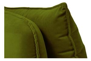 Zelená zamatová leňoška s čiernymi nohami Kooko Home Lento, ľavý roh