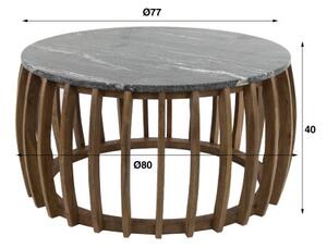 Konferenčný stôl 28-41 Midnight Ø80cm Mramor/Mango drevo -Komfort-nábytok