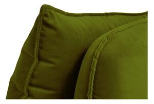 Zelená zamatová leňoška s čiernymi nohami Kooko Home Lento, pravý roh