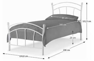 Kovová jednolôžková posteľ s roštom Burzum 90 - biela