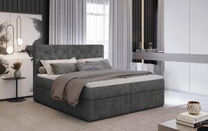 Čalúnená manželská posteľ s úložným priestorom Liborn 160 - tmavosivá