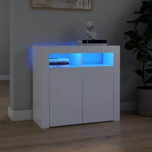 Komoda s LED svetlami biela 80x35x75 cm