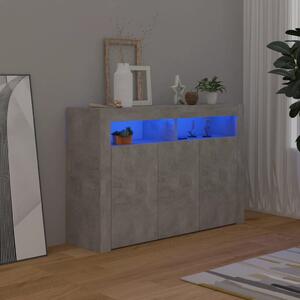 Komoda s LED svetlami betónová sivá 115,5x30x75 cm