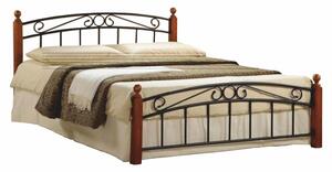 Kovová manželská posteľ s roštom Dolores 180 - čerešňa / čierna