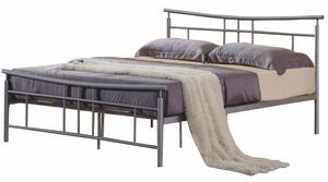 KONDELA Dorado 180 kovová manželská posteľ s roštom matná strieborná