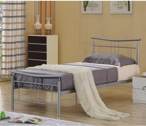 KONDELA Dorado 90 kovová jednolôžková posteľ s roštom matná strieborná