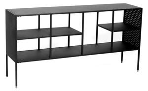 Čierny kovový regál Canett Brooks, šírka 140 cm