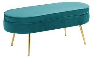 Luxusný taburet, smaragdová Velvet látka/chróm zlatý, Art-deco, NOBLIN TYP 2