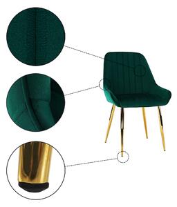 KONDELA Jedálenská stolička, smaragdová/gold chróm-zlatý, PERLIA