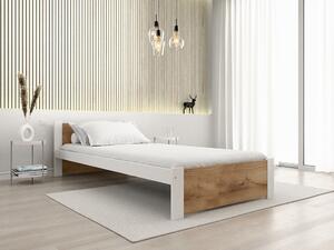 Posteľ IKAROS 90 x 200 cm, dub artisan/biela Rošt: Bez roštu, Matrac: Bez matraca