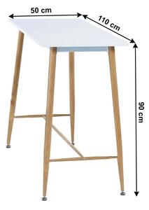 KONDELA Barový stôl, biela/buk, 110x50 cm, DORTON