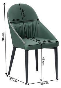 TEMPO Jedálenská stolička, ekokoža zelená / kov, KALINA
