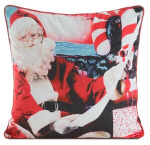 VIANOČNÁ DEKORAČNÁ OBLIEČKA NA VANKÚŠ SANTA2 45X45 CM VZOROVANÁ