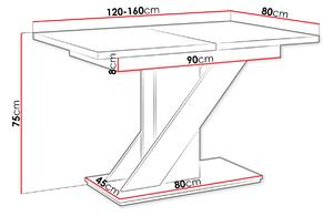 Moderný stôl Exalior (čierny lesk + betón). Vlastná spoľahlivá doprava až k Vám domov. 1054137