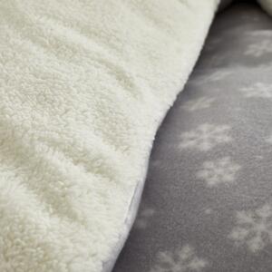 Sivé mikroplyšové obliečky s motívom snehuliaka Catherine Lansfield, 135 x 200 cm