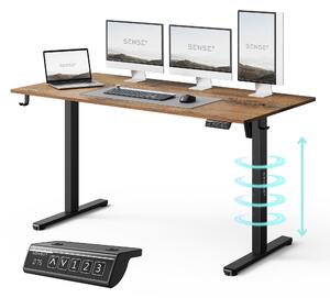 SENSE7 NOJO LIGHT Elektricky výškovo nastaviteľný stôl 140 x 70 cm – čierny, tmavohnedý, herný stôl, počítačový stôl, stôl na prácu v stoji, Memory, ergonomický