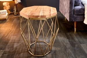 Kávový stolík DIAMOND 50cm akácia prírodná mosadz