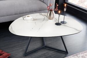 Kávový stolík MARVELOUS 90cm keramika biela tvrdené sklo