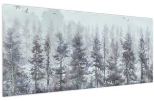 Obraz - Borovicový les II., aquarel (120x50 cm)