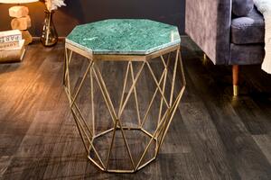 Kávový stolík DIAMOND 50cm mramor zelený mosadz