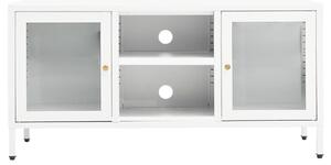 TV skrinka biela 105x35x52 cm oceľ a sklo