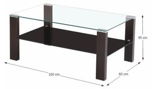 Konferenčný stolík Jago - wenge / číre a čierne sklo