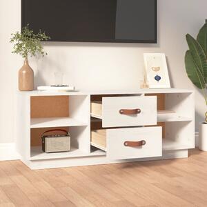 TV skrinka biela 100x34x40 cm masívna borovica