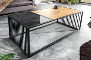 Kávový stolík ARCHITECTURE 100 cm vzhľad divokého dubu a dymové sklo